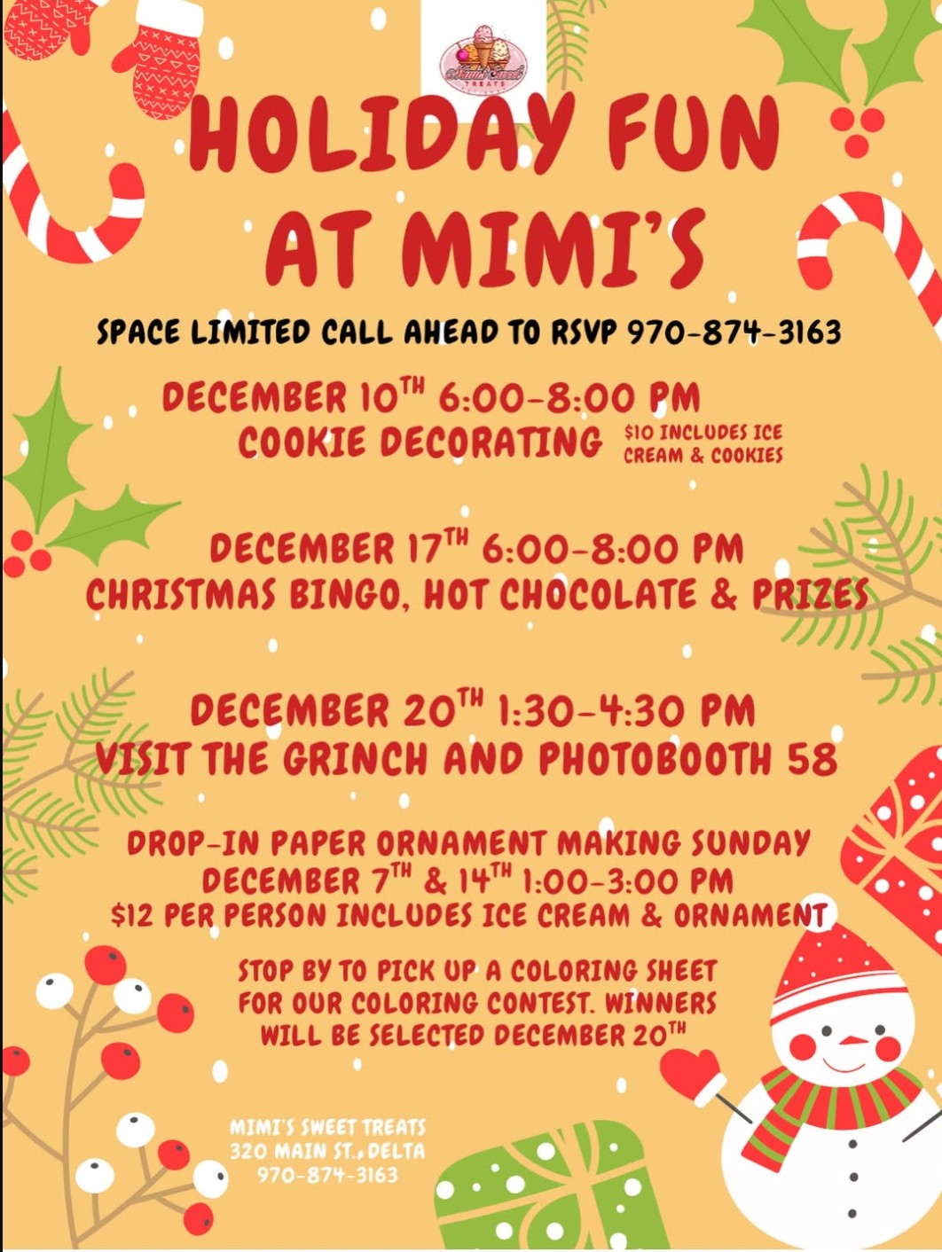 December 2025 events at Mimi's Sweet Treats - events have passed